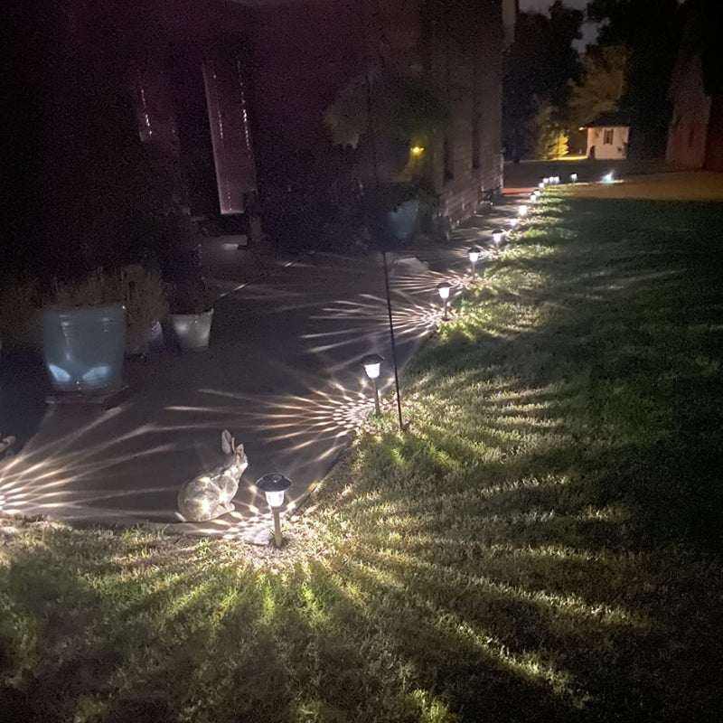 Chargez l&#39;image dans la visionneuse de la galerie, 4 Pack Solar Pathway Lights Warm yellow + Bright White Outdoor Garden Stake Glass LED Stainless Steel Waterproof Landscape Path Lighting for Yard Walkway Driveway Outside Silver
