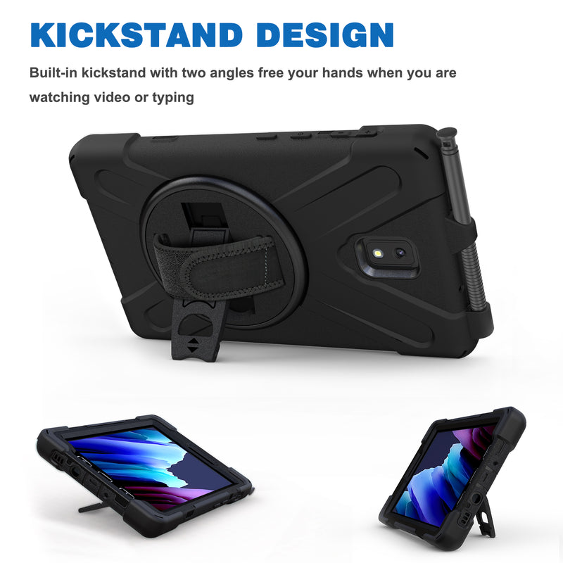 Load image into Gallery viewer, Samsung Galaxy Tab Active 3 &amp; 5 8&quot; 2020 Heavy Duty 360 Degree Rotate Stand Hand Strap Case - Polar Tech Australia
