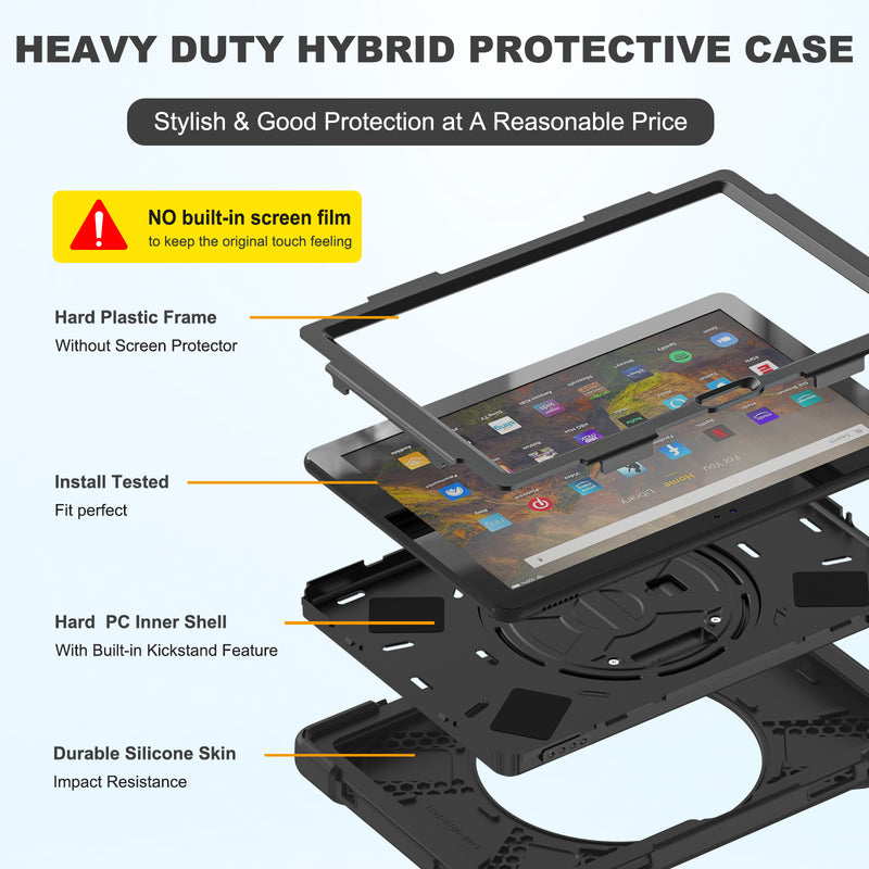 Cargue la imagen en el visor de la galería, Amazon Fire HD 10 2021 &amp; Fire HD Plus - Heavy Duty 360 Degree Rotate Stand Hand Strap Case - Polar Tech Australia
