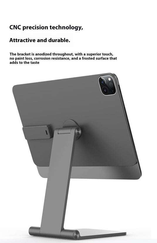 Magnetic wireless charging iPad stand with 18W contacts for charging magnetic tablets