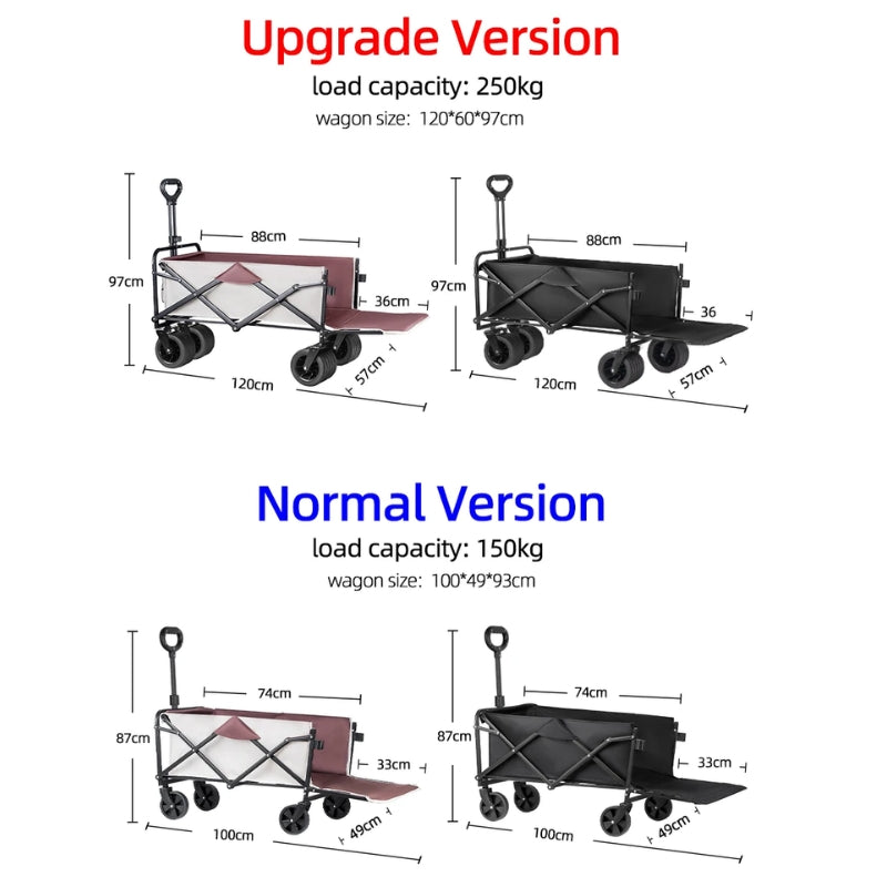 Chargez l&#39;image dans la visionneuse de la galerie, Extender Folding Cart Outdoor Extra Long Utility Large Capacity Wagon Cart Camping Picnic Trolley Beach Collapse Folding Cart
