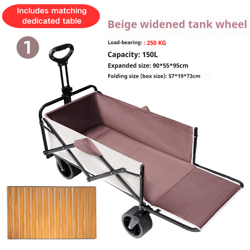 Load image into Gallery viewer, [JY-01] Rugged Beach Cart Collapsible Folding Utility Wagon with Tabletop Heavy Duty Utility Beach Wagon Cart with Side Pocket and Brakes, Large Capacity Foldable Grocery Wagon for Garden Sports Outdoor
