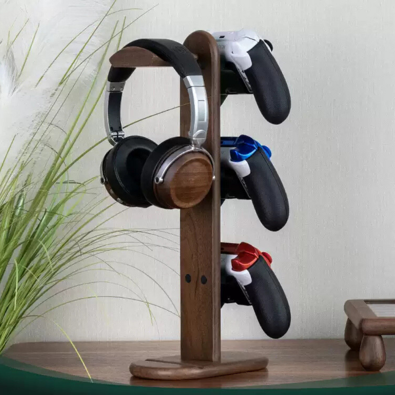 Chargez l&#39;image dans la visionneuse de la galerie, Wooden Headphone Stand, Switch Game Controller, Xbox Solid Wood Storage Rack
