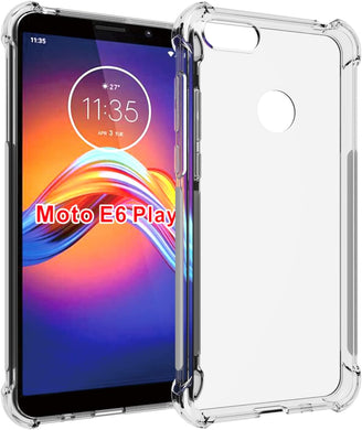 Motorola Moto E6 Play - AirPillow Cushion Transparent Soft Clear TPU Four Corners Protective Case With 2PC 9HD Tempered Glass Sreen Protector