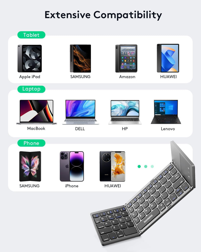 Cargue la imagen en el visor de la galería, Foldable Bluetooth Keyboard with Touchpad Portable Wireless Keyboard , Rechargeable Full Size Ultra Slim Pocket Folding Keyboard for Android Windows iOS Tablet And Mobile Phone
