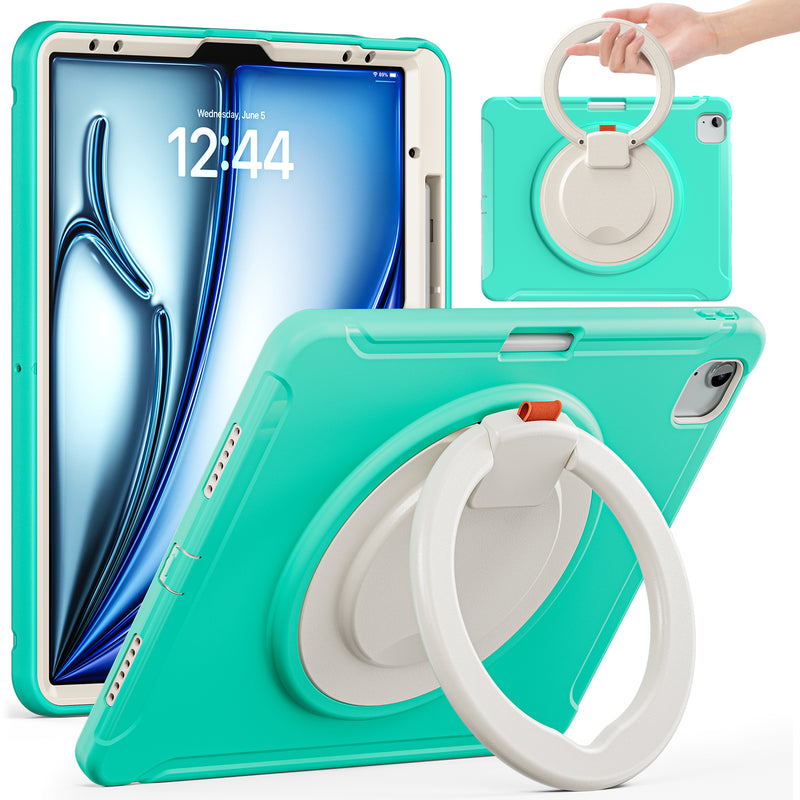 Cargue la imagen en el visor de la galería, Apple iPad Pro 2024 13”  - EVA Kid Friendly Heavy Duty Ring Holder Stand Case - Polar Tech Australia
