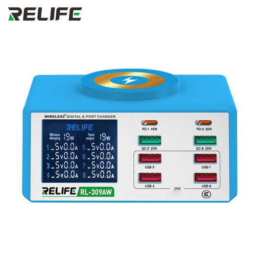 [RL-309AW] RELIFE Wireless Digital Display 8-Port Charger 100W - Polar Tech Australia