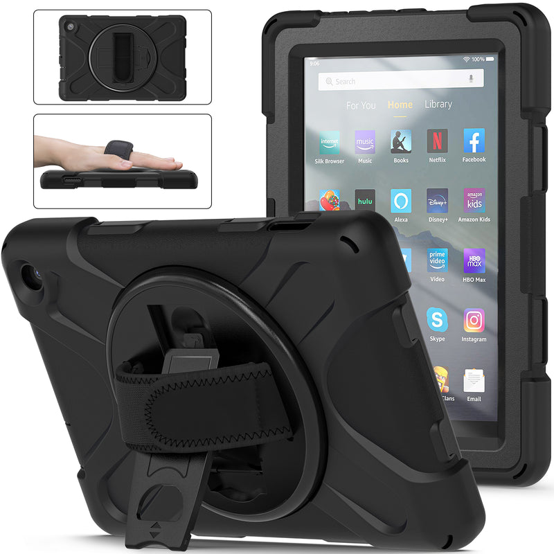 Cargue la imagen en el visor de la galería, Amazon Kindle Fire 7 2022 Heavy Duty 360 Degree Rotate Stand Hand Strap Case - Polar Tech Australia
