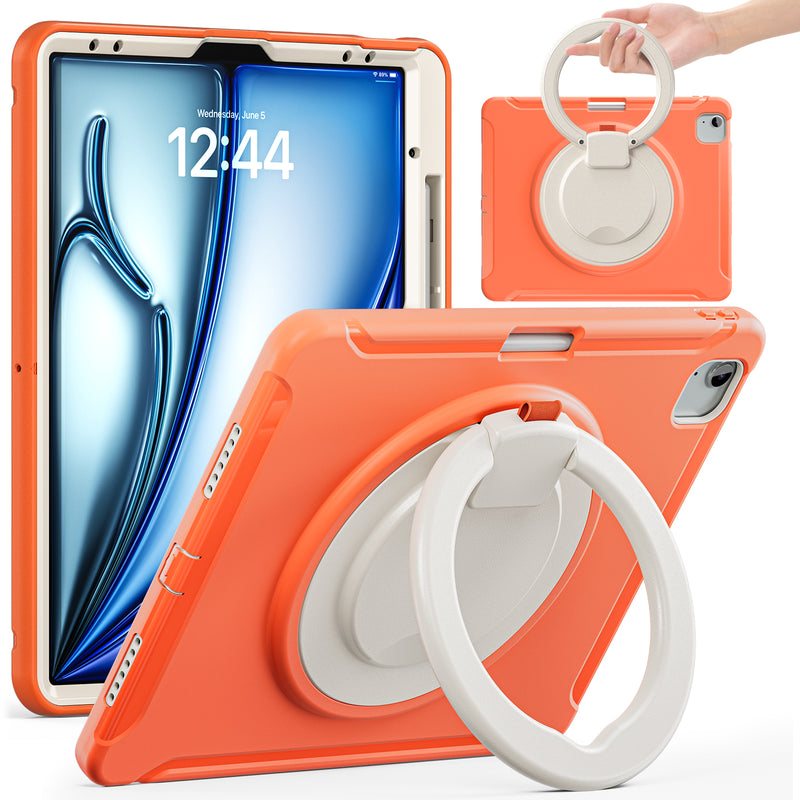 Cargue la imagen en el visor de la galería, Apple iPad Pro 2024 13”  - EVA Kid Friendly Heavy Duty Ring Holder Stand Case - Polar Tech Australia
