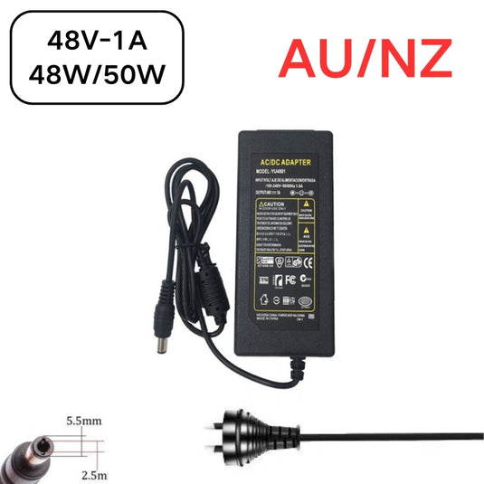 [48V-1A/1.04A][5.5x2.5] Universal Computer/Monitor/CCTV POE Switch - Power Supply Adapter Wall Charger