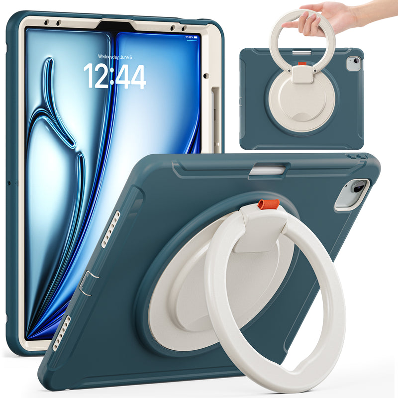 Cargue la imagen en el visor de la galería, Apple iPad Pro 2024 13”  - EVA Kid Friendly Heavy Duty Ring Holder Stand Case - Polar Tech Australia
