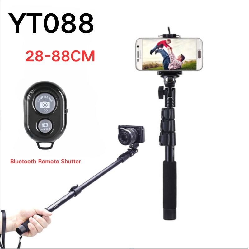 Cargue la imagen en el visor de la galería, [YT088] Portable Selfie Stick Tripod With Bluetooth Remote Extendable Travel Lightweight Tripod Stand for Selfie, Live Streaming, Video Conference, Compatible With All Phones
