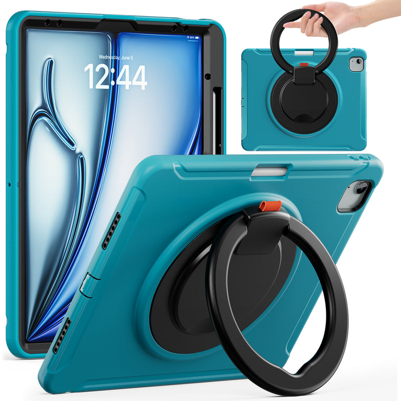 Load image into Gallery viewer, Apple iPad Pro 2024 13”  - EVA Kid Friendly Heavy Duty Ring Holder Stand Case - Polar Tech Australia
