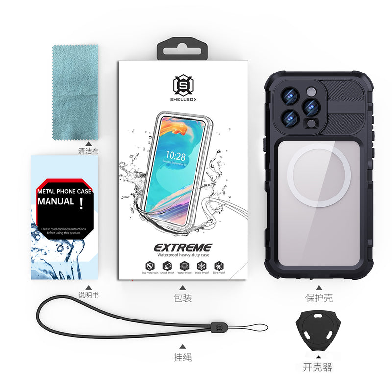 Load image into Gallery viewer, [IP68/10FT Waterproof][Magsafe Compatible] Apple iPhone 16 / 16 Plus / 16 Pro / 16 Pro Max - Redpepper M Series Metal Heavy Duty Waterproof Magnetic Silicone Phone Case With Lanyard
