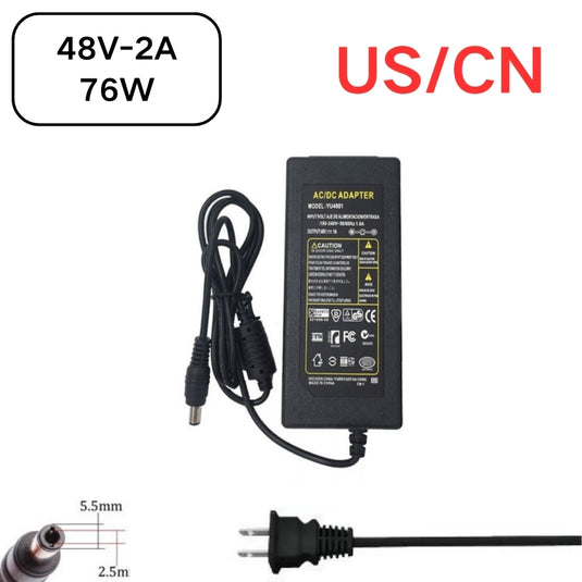 [48V-2A][5.5x2.5] Universal Computer/Monitor/CCTV POE Switch - Power Supply Adapter Wall Charger