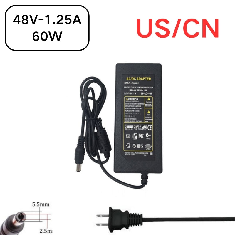 Cargue la imagen en el visor de la galería, [48V-1.25A][5.5x2.5] Universal Computer/Monitor/CCTV POE Switch - Power Supply Adapter Wall Charger
