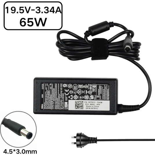 [65W/19.5V-3.34A][4.5*3.0] Adaptador de corriente CA para computadora portátil Dell Inspiron Cargador para computadora portátil (enchufe AU)