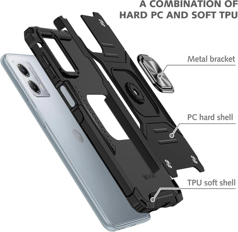 Chargez l&#39;image dans la visionneuse de la galerie, [Magnetic Rotable Kickstand] Motorola Moto G53 - Shield Shockproof Rugged Heavy Duty Case
