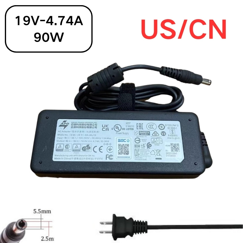 Cargue la imagen en el visor de la galería, [19V-4.74A/90W][5.5x2.5] Cargador adaptador de fuente de alimentación de CA para computadora portátil Gigabyte Q1432A
