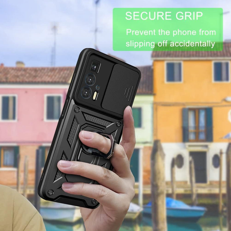 Cargue la imagen en el visor de la galería, [Magnetic Ring Kickstand][Camera Cover] Motorola Moto Edge 20 Pro - Shield Shockproof Rugged Heavy Duty Case
