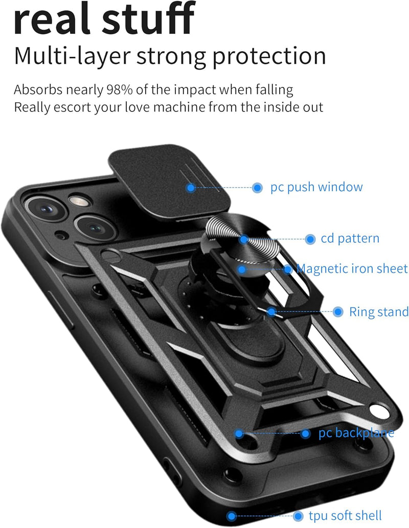 Cargue la imagen en el visor de la galería, [Magnetic Ring Kickstand][Camera Cover] Motorola Moto Edge 40Pro/Edge Plus 2023/X40/X40 Pro - Shield Shockproof Rugged Heavy Duty Case
