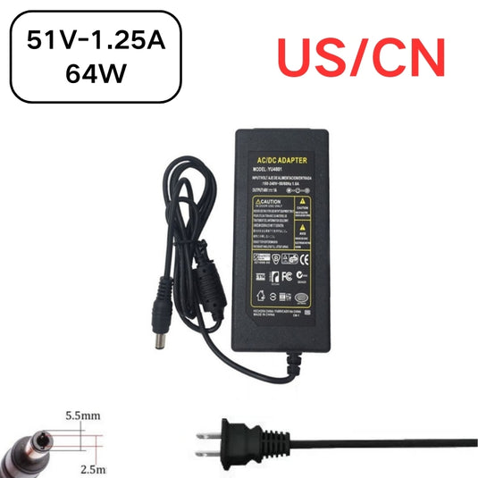 [51V-1.25A][5.5x2.5] Universal Computer/Monitor/CCTV POE Switch - Power Supply Adapter Wall Charger