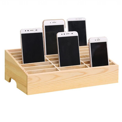 [ 24 Slots] Wooden Multi-Slot Phone Storage Box – Office, Meeting Organizer, and Student Phone Holder