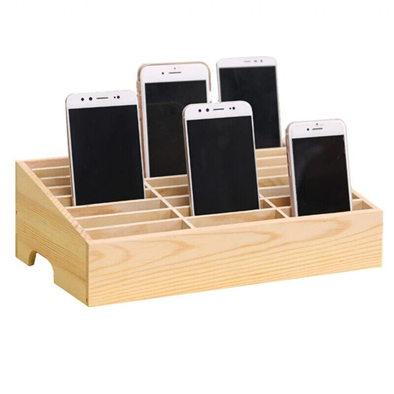 Cargue la imagen en el visor de la galería, [ 24 Slots] Wooden Multi-Slot Phone Storage Box – Office, Meeting Organizer, and Student Phone Holder
