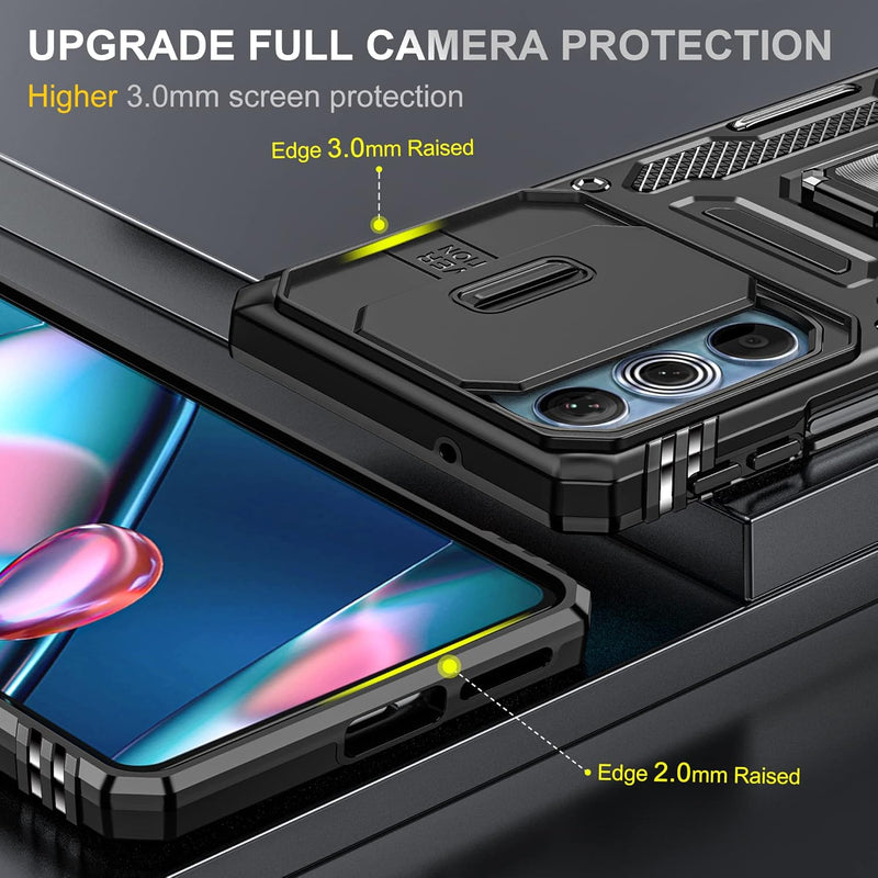 Chargez l&#39;image dans la visionneuse de la galerie, [Magnetic Ring Kickstand][Camera Cover] Motorola Moto Edge 30 Pro/Edge Plus 2022 - Shield Shockproof Rugged Heavy Duty Case With 2PC 9H Glass Screen Protector
