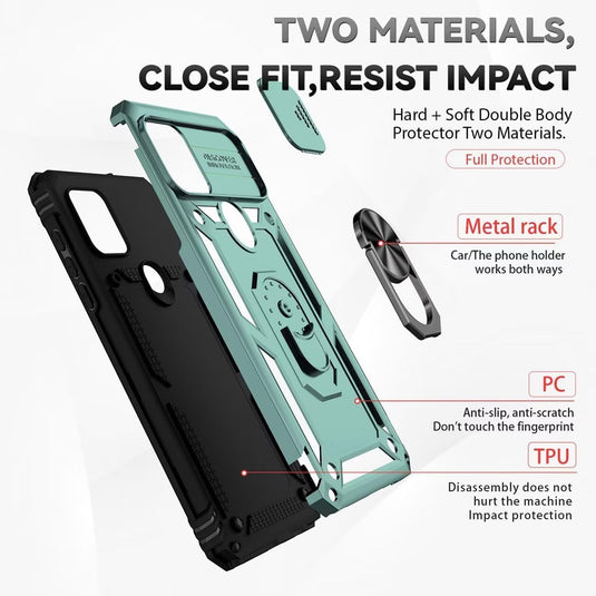 [Magnetic Rotable Kickstand][Slide Camera Cover] Motorola Moto G Stylus 5G 2021 - Shield Shockproof Rugged Heavy Duty Case