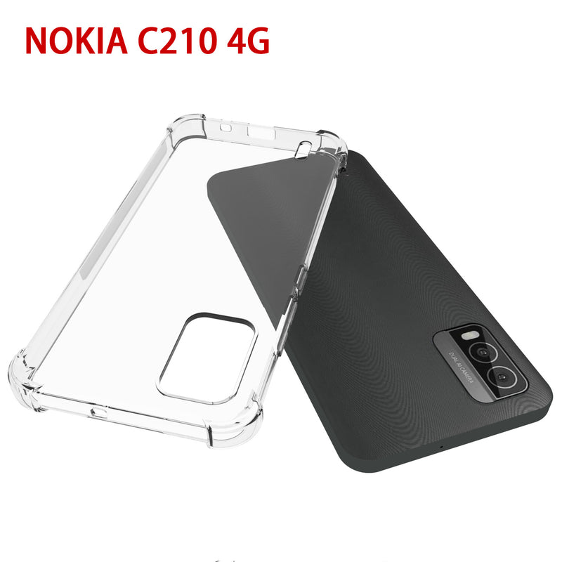 Cargue la imagen en el visor de la galería, Nokia C210 - AirPillow Cushion Transparent Soft Clear TPU Four Corners Protective Case With 2PC 9HD Tempered Glass Screen Protector
