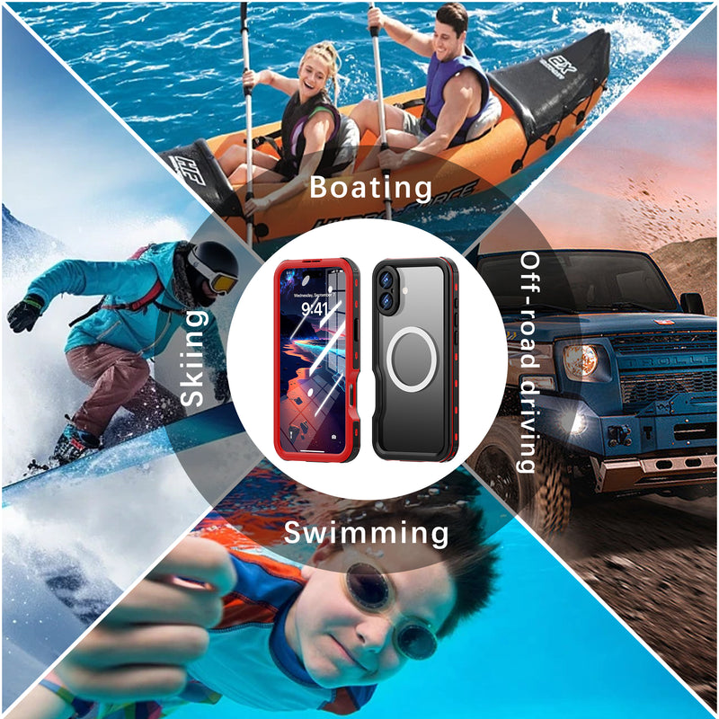 Cargue la imagen en el visor de la galería, [MagSafe Compatible][IP68 Waterproof] Apple iPhone 16 / 16 Plus / 16 Pro / 16 Pro Max Redpepper D-UP Series - Magnetic Lifeproof Style Phone Case With Lanyard
