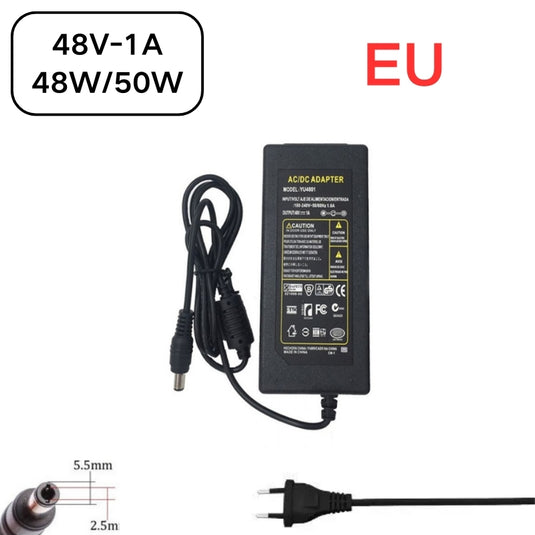 [48V-1A/1.04A][5.5x2.5] Universal Computer/Monitor/CCTV POE Switch - Power Supply Adapter Wall Charger