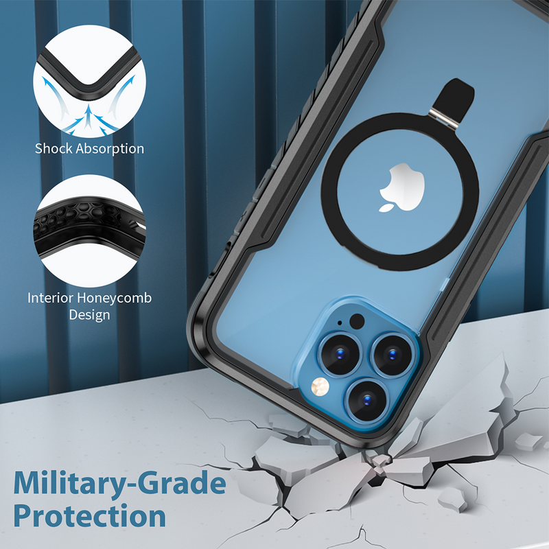 Cargue la imagen en el visor de la galería, [Magsafe Compatible][Foldable Kick Stand Ring] Apple iPhone 14/Plus/Pro/Max Military Defense Heavy Duty Drop Proof Case - Polar Tech Australia
