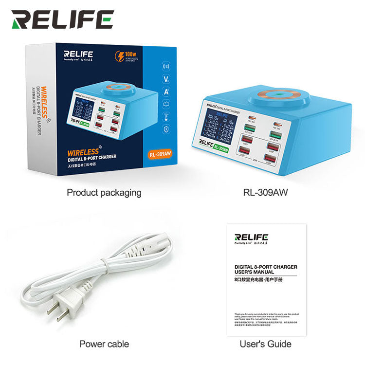 Load image into Gallery viewer, [RL-309AW] RELIFE Wireless Digital Display 8-Port Charger 100W - Polar Tech Australia
