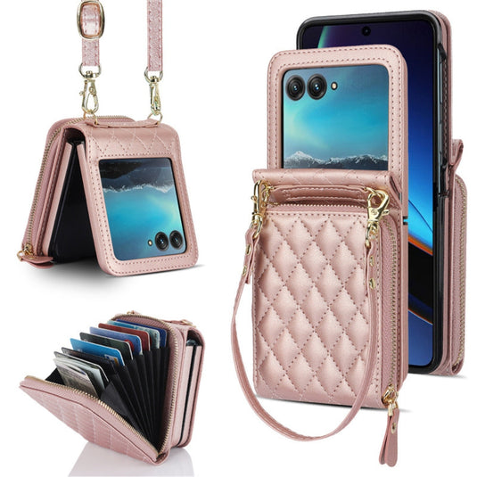 [With Shoulder Strap] [With Card Slot] Motorola Razr 50/Ultra - PU leather Crossbody Wallet Style Shockproof Phone Case