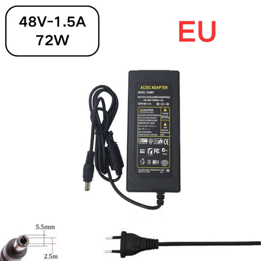 [48V-1.5A][5.5x2.5] Universal Computer/Monitor/CCTV POE Switch - Power Supply Adapter Wall Charger