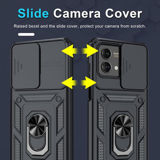 [Magnetic Ring Kickstand][Slide Camera Cover] Motorola Moto G Stylus 5G 2023 - Shield Shockproof Rugged Heavy Duty Case