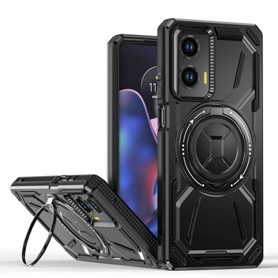 [Built-in ring bracket] Motorola Moto Edge 50 Ultra - Shield Shockproof Rugged Heavy Duty Case With 2PC 9HD Tempered Glass Screen Protector