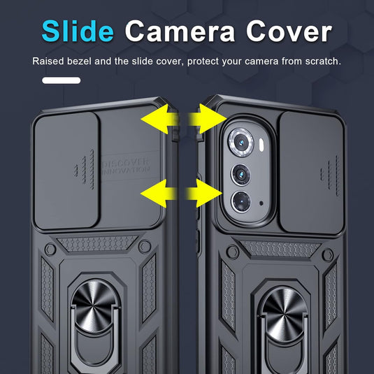 [Magnetic Ring Kickstand][Camera Cover] Motorola Moto Edge 2022 - Shield Shockproof Rugged Heavy Duty Case