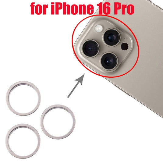 Apple iPhone 16 Pro - Rear Camera Glass Lens Metal Outside Protector Hoop Ring