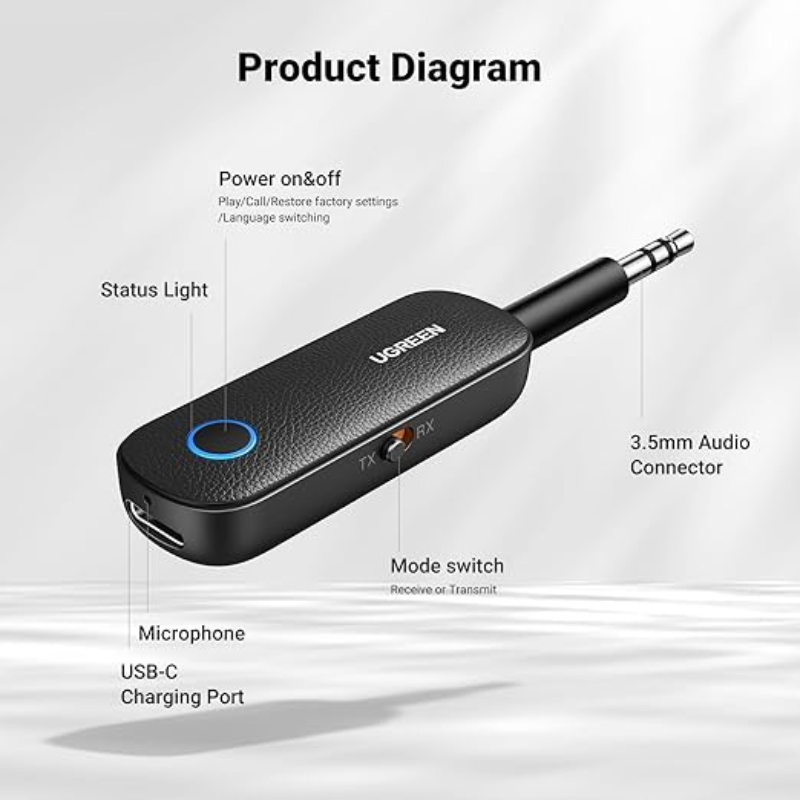 Cargue la imagen en el visor de la galería, UGREEN Bluetooth 5.0 Transmitter Receiver Handsfree Talking for Car
