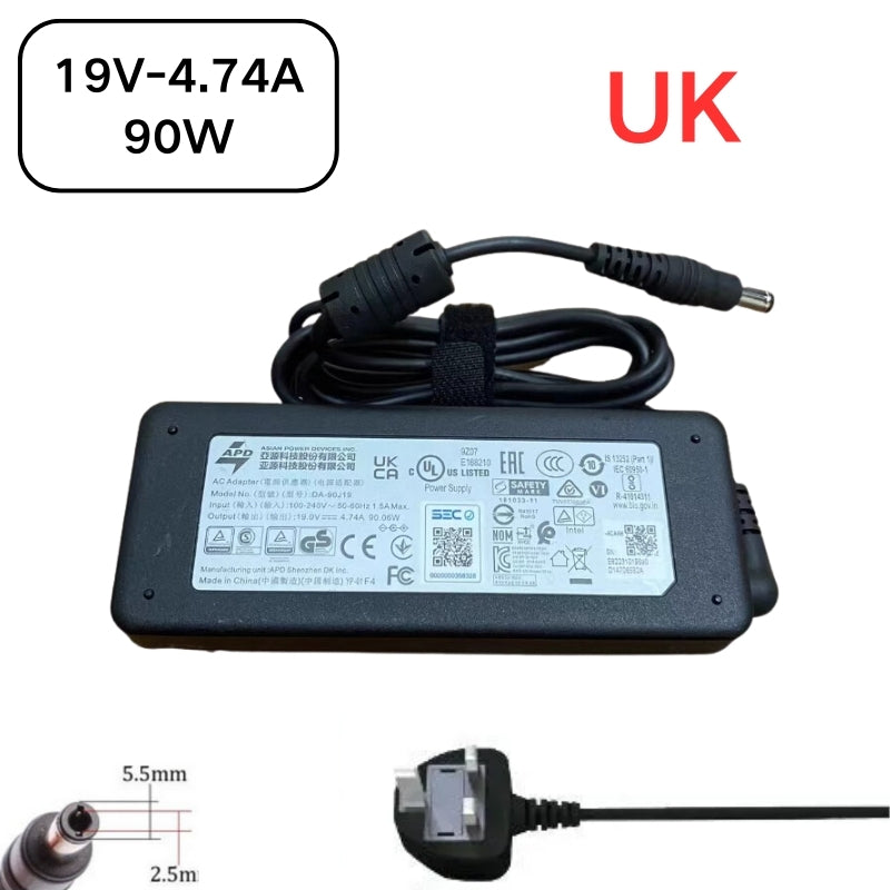 Cargue la imagen en el visor de la galería, [19V-4.74A/90W][5.5x2.5] Cargador adaptador de fuente de alimentación de CA para computadora portátil Gigabyte Q1432A
