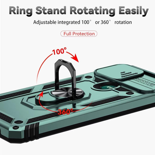 [Magnetic Rotable Kickstand][Slide Camera Cover] Motorola Moto G Stylus 5G 2021 - Shield Shockproof Rugged Heavy Duty Case