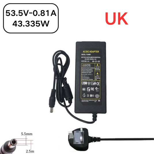 [53.5V-0.81A][5.5x2.5] Universal Computer/Monitor/CCTV POE Switch - Power Supply Adapter Wall Charger