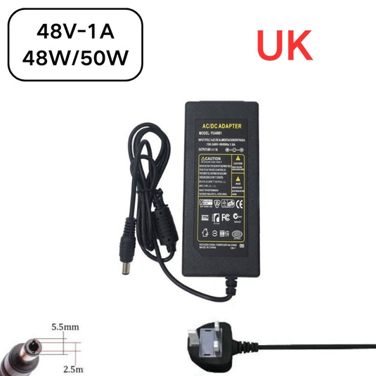 [48V-1A/1.04A][5.5x2.5] Universal Computer/Monitor/CCTV POE Switch - Power Supply Adapter Wall Charger