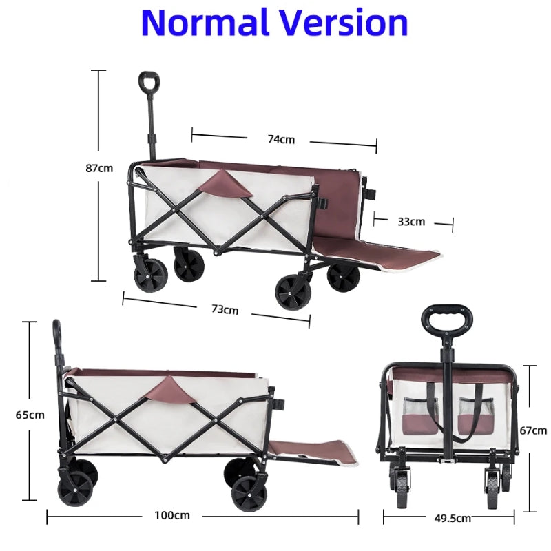 Chargez l&#39;image dans la visionneuse de la galerie, Extender Folding Cart Outdoor Extra Long Utility Large Capacity Wagon Cart Camping Picnic Trolley Beach Collapse Folding Cart
