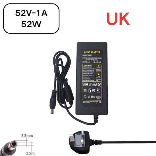 [52V-1A][5.5x2.5] Universal Computer/Monitor/CCTV POE Switch - Power Supply Adapter Wall Charger