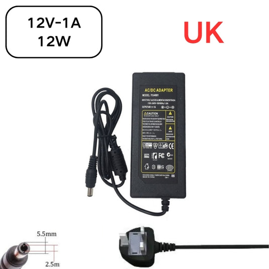 [12V-1A][5.5x2.5] Universal Computer/Monitor/CCTV POE Switch - Power Supply Adapter Wall Charger