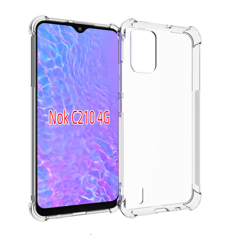 Cargue la imagen en el visor de la galería, Nokia C210 - AirPillow Cushion Transparent Soft Clear TPU Four Corners Protective Case With 2PC 9HD Tempered Glass Screen Protector
